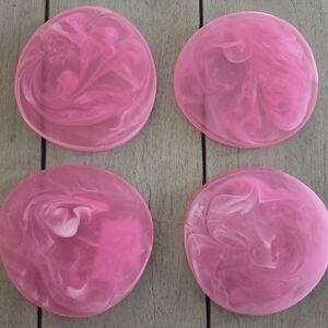 Set Of 4 Elegant Pink Swirl Coasters